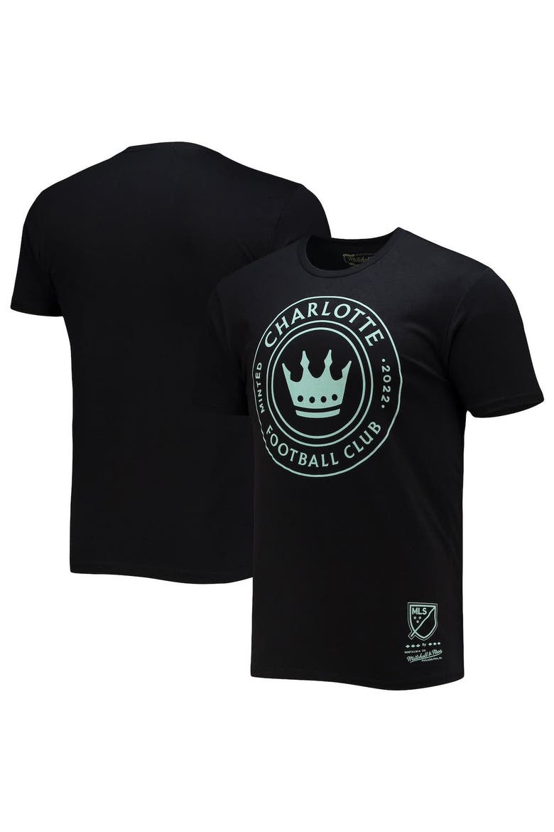 Men's Mitchell & Ness Black Charlotte FC Primary Logo T-Shirt, Alternate, color, Black