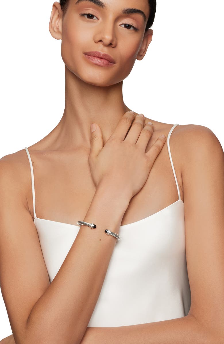 David Yurman Classic Cable Bracelet in Sterling Silver with Semiprecious Stones & Diamonds, 5mm, Alternate, color, Black Onyx