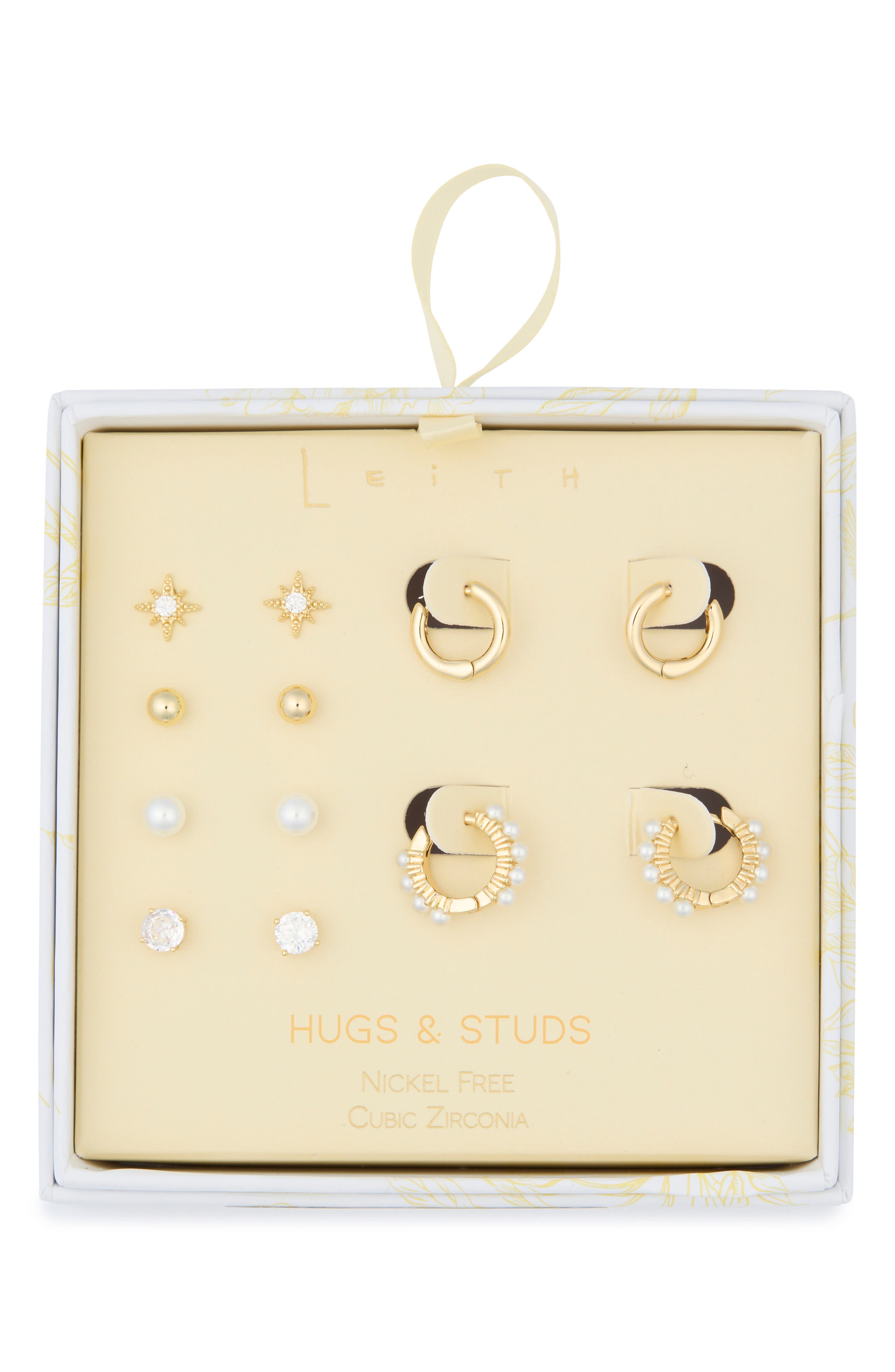 Leith 6-Pair Cubic Zirconia Starburst Earrings