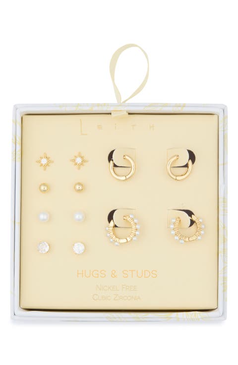 6-Pair Cubic Zirconia Starburst Earrings