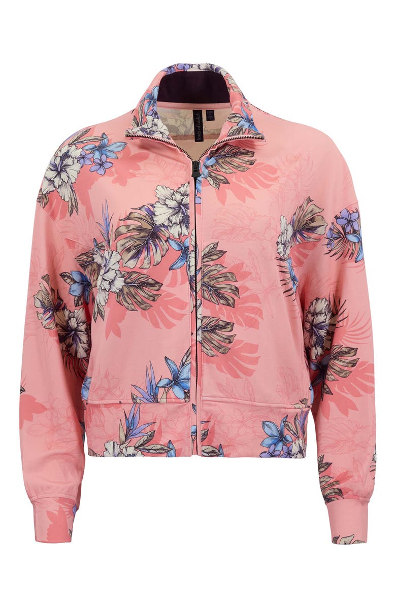 Lords of Harlech Exotic Floral Womens Cropped Zip Jacket, Main, color, Exotic Floral Coral