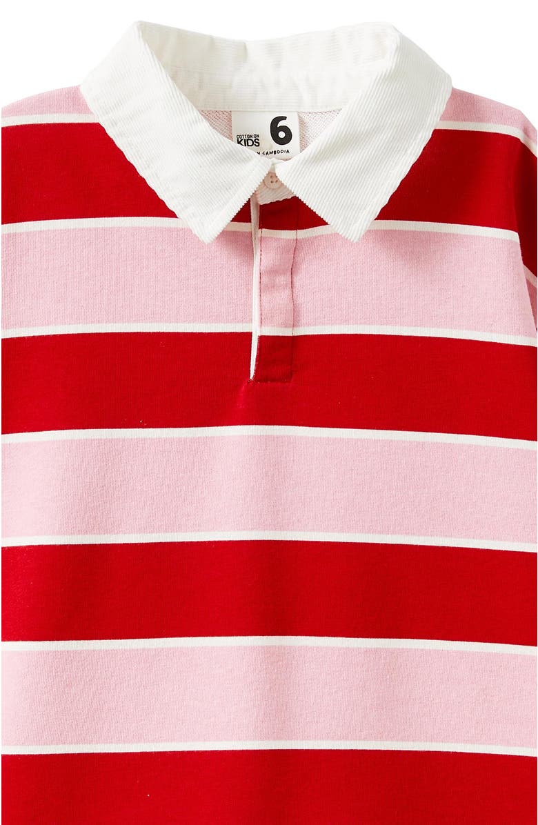 Cotton On Kids Kid's Rugby Polo L/S Top, Alternate, color, Marshmallow Varsity Red