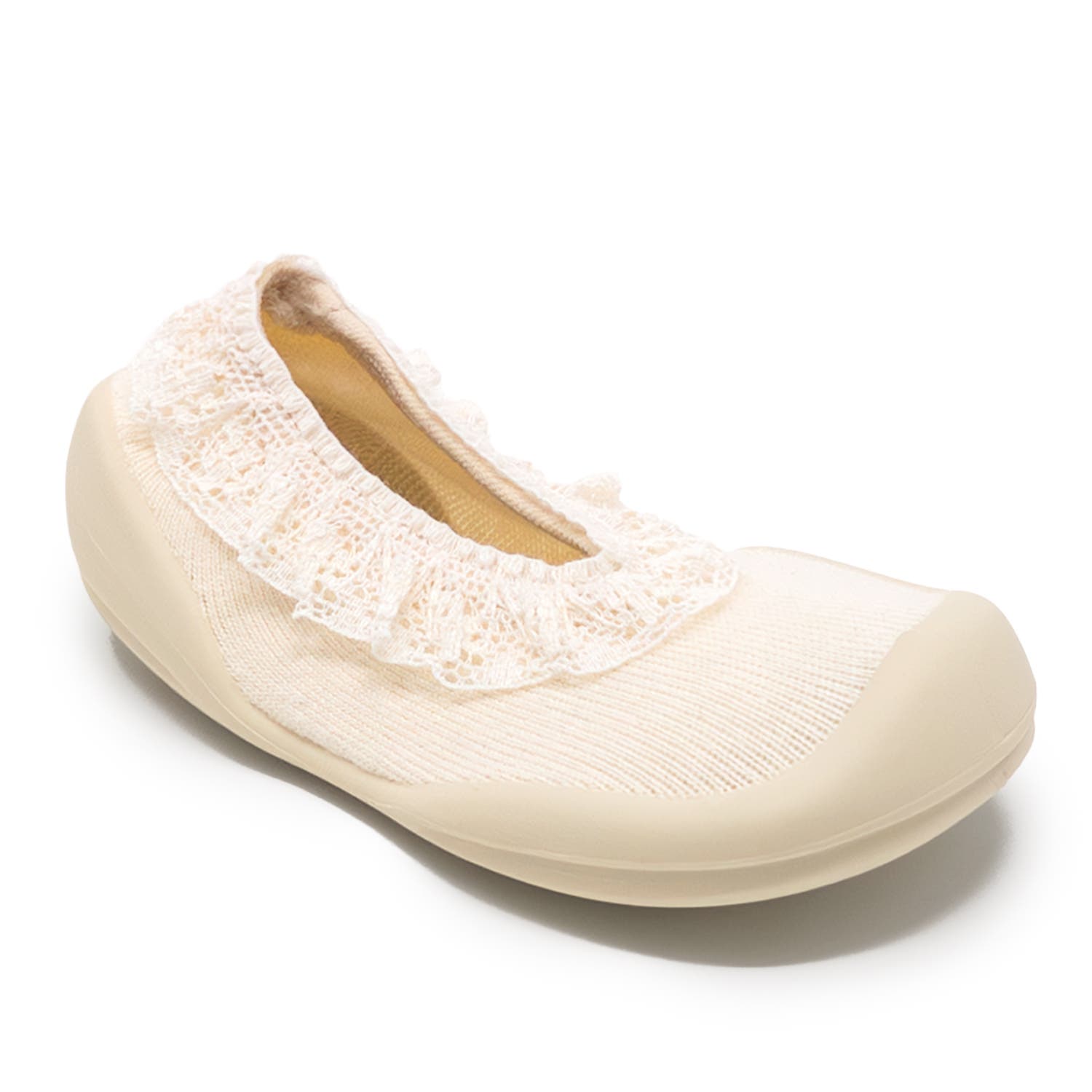 Toddler Girl Sock Shoes Flat Style, Alternate, color, Sweet Latte Lace