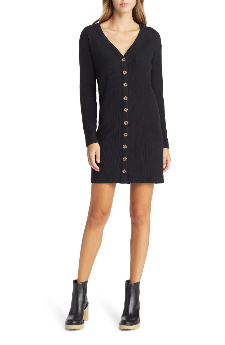 Chaser Long Sleeve Cardigan Sweater Minidress, Main, color,