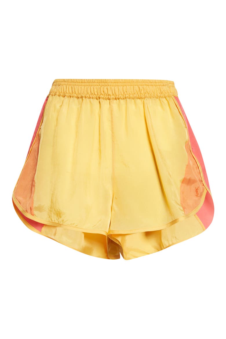 Colorblock Cupro Mini Shorts, Alternate, color, TOURNESOL