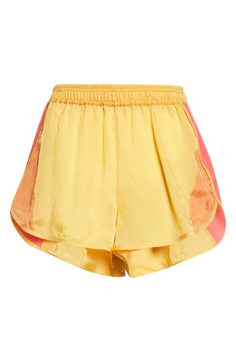 Colorblock Cupro Mini Shorts