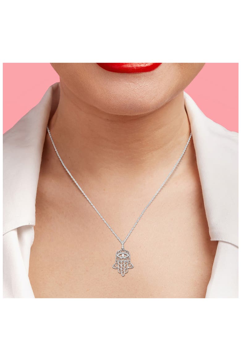 Hamsa Charm Pendant Necklace, Alternate, color, SILVER