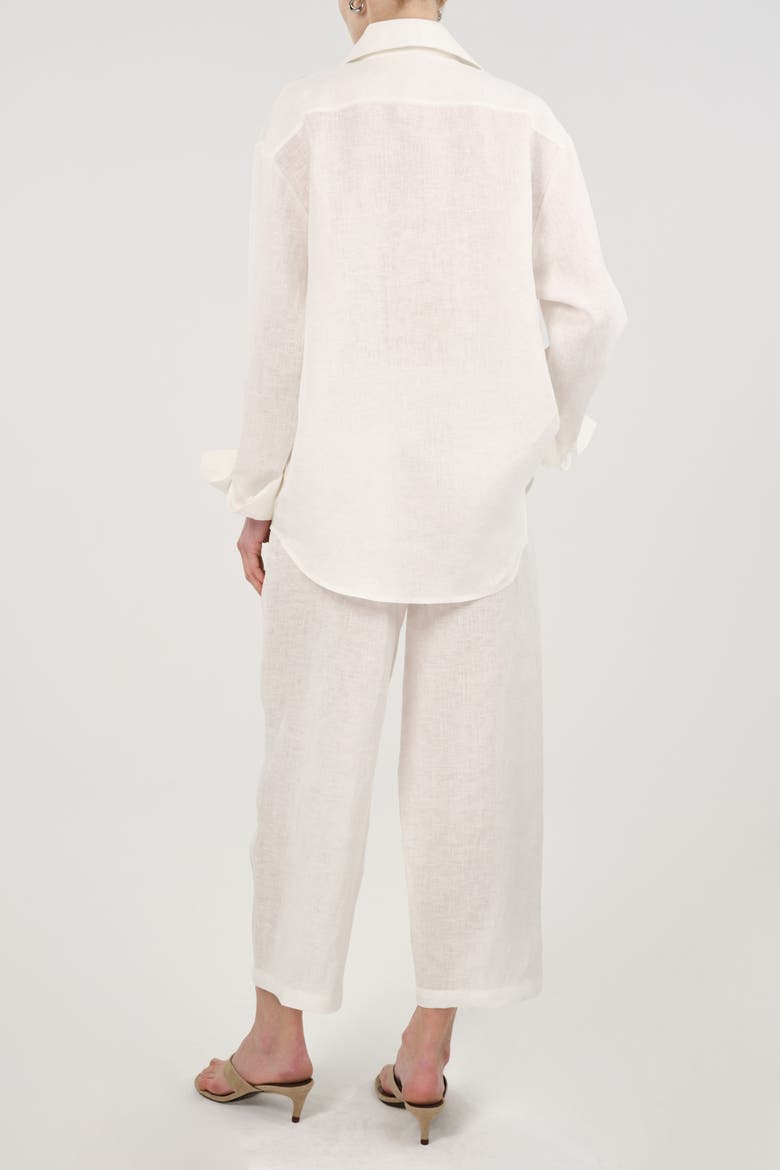 Linen Drawstring Trousers, Alternate, color, Ivory