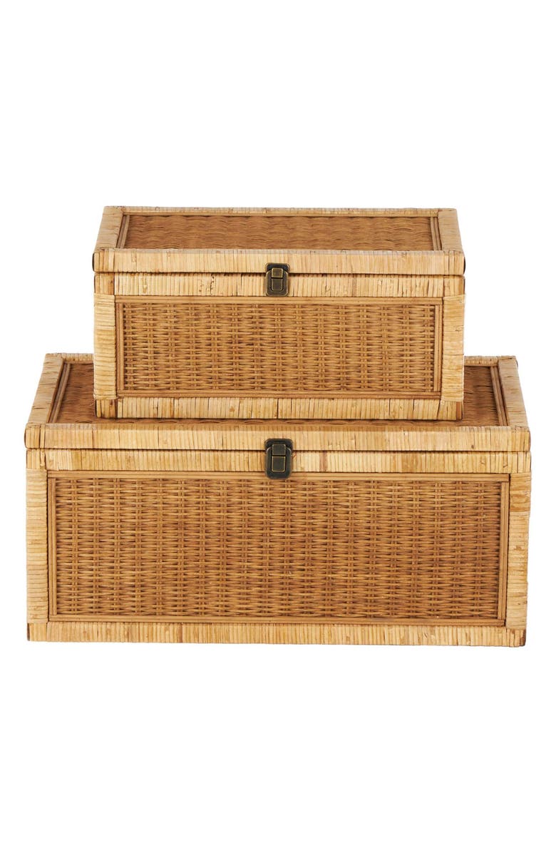 SONOMA SAGE HOME Wood Set of 2 Decorative Rattan Boxes, Alternate, color, Brown