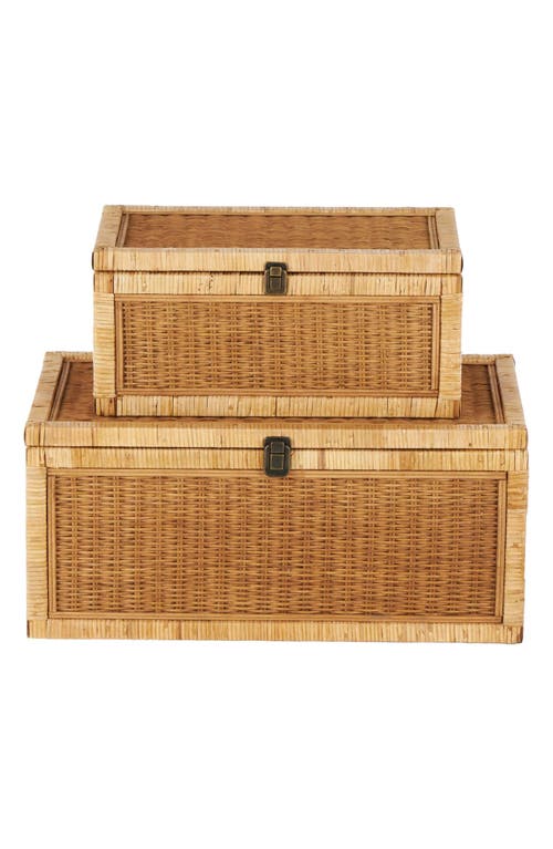 Sonoma Sage Home Wood Set Of 2 Decorative Rattan Boxes In Brown
