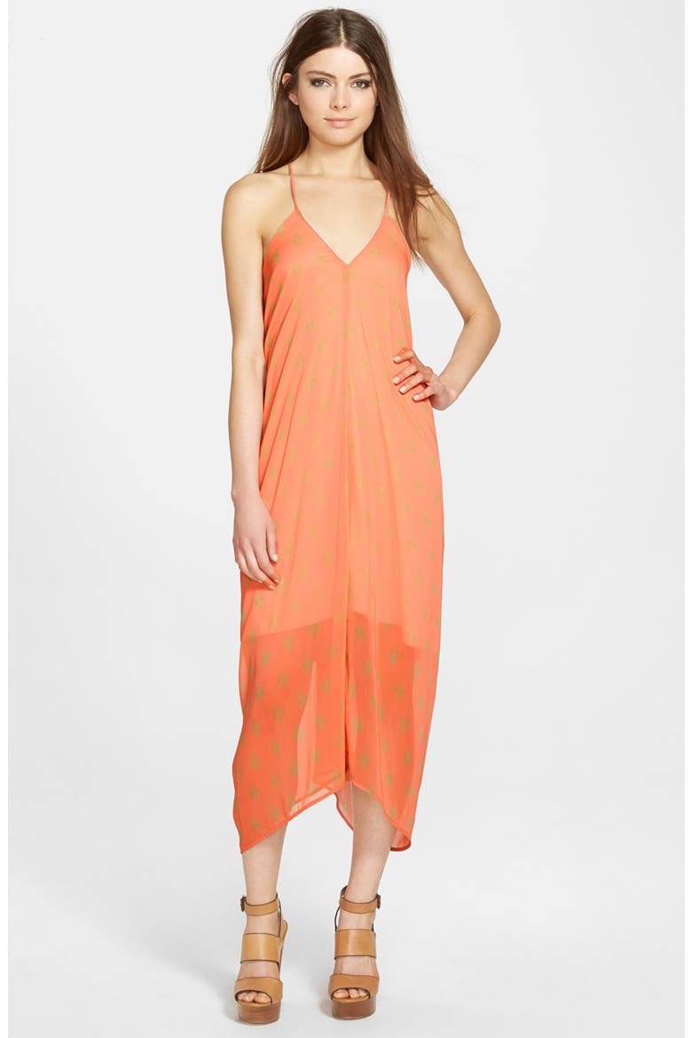 Side Drape Dress, Main, color, CORAL PINK IKAT