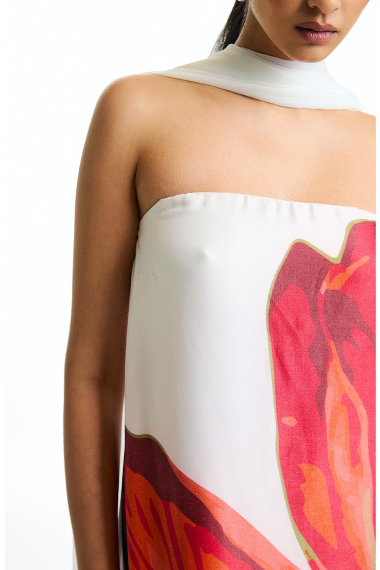 Tubi Twa Strapless Dress Sira Rose With Shawl, Alternate, color, Sira Rose