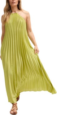 Lily and Lionel London Philomena Halter Neck Pleated Maxi Dress
