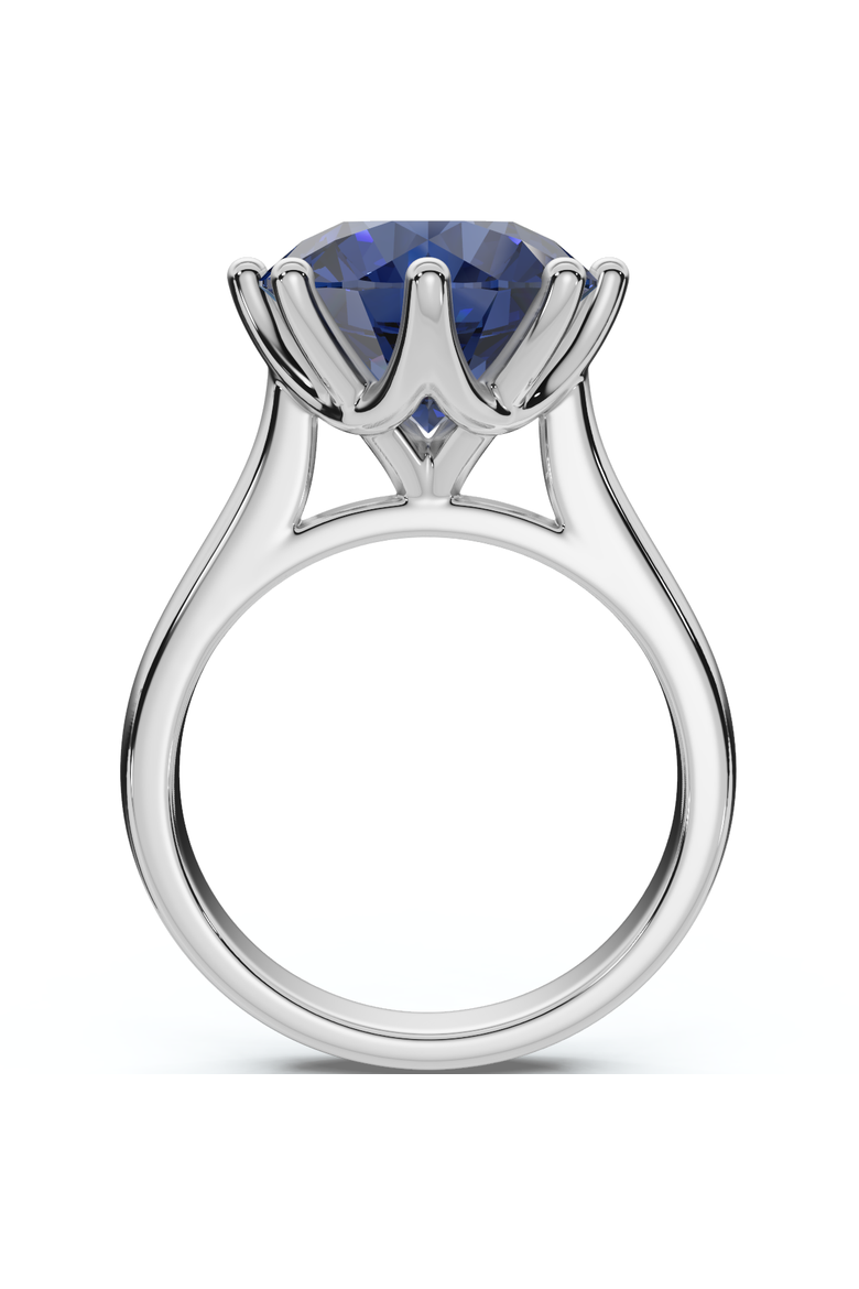 3 3/4Ct Blue Sapphire 9MM 14k Gold Solitaire Engagement Ring Lab Grown, Alternate, color, 14k White Gold