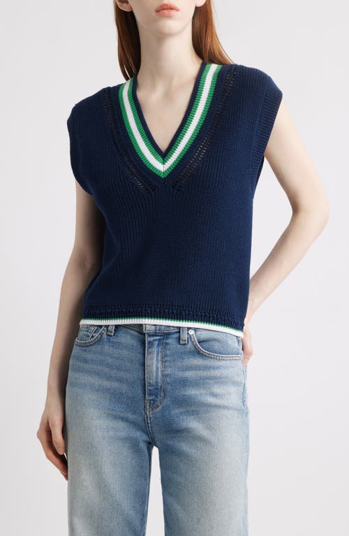 525 Wendy Varsity Vest In Dark Blue Multi