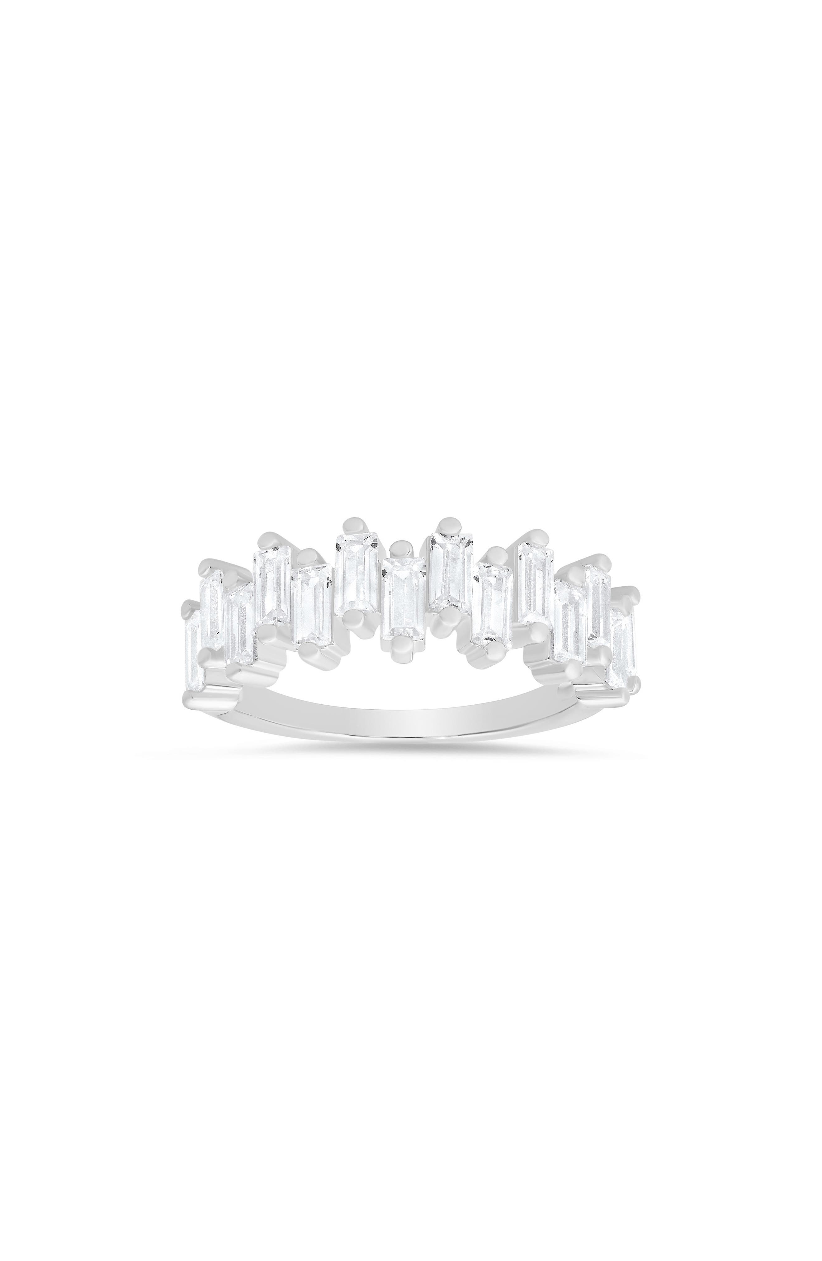 Queen Jewels Sterling Silver Abstract Baguette Cubic Zirconia Ring