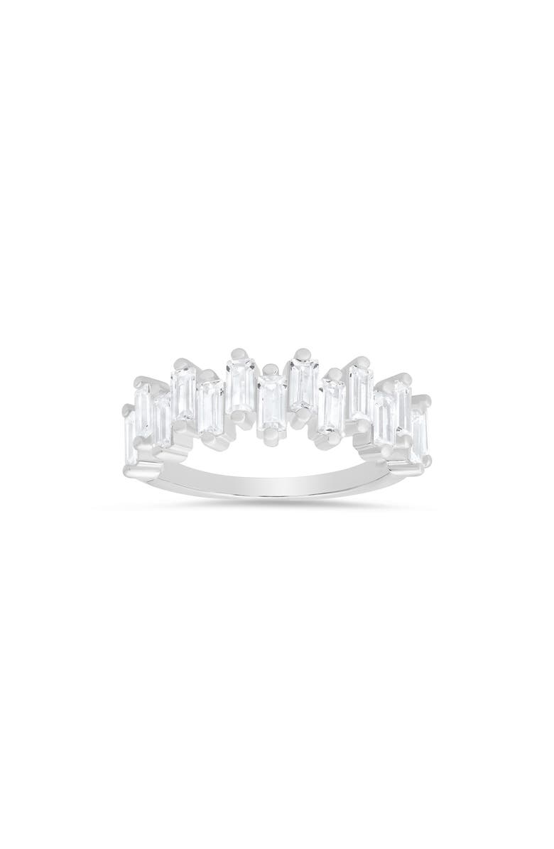 Queen Jewels Sterling Silver Abstract Baguette Cubic Zirconia Ring, Main, color, Silver