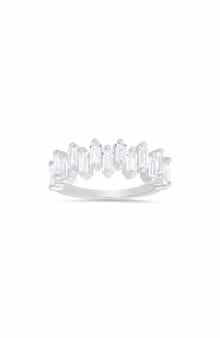 Queen Jewels Sterling Silver Abstract Baguette Cubic Zirconia Ring