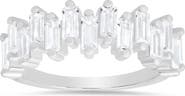 Queen Jewels Sterling Silver Abstract Baguette Cubic Zirconia Ring