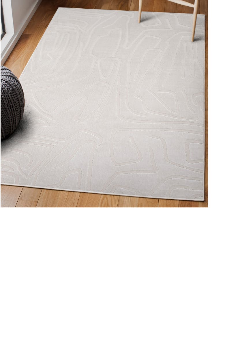 JONATHAN Y Alcina Modern Scandinavian Graphic Lines High-Low Area Rug, Alternate, color, White/Cream