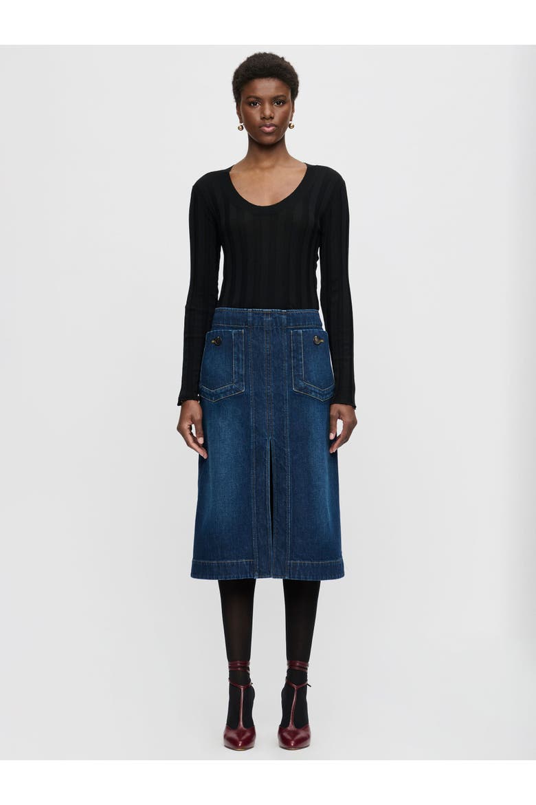 Fernanda Stretch denim skirt, Alternate, color, Blue