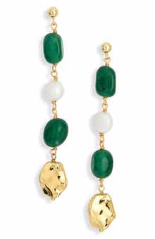 Crystal & Faux Pearl Linear Drop Earrings