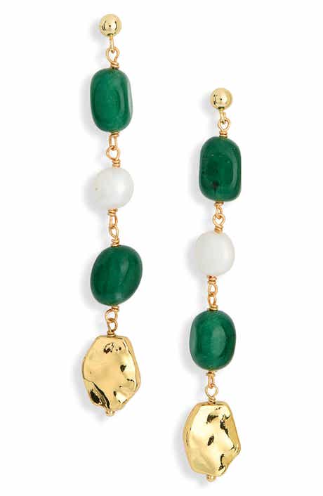 Crystal & Faux Pearl Linear Drop Earrings