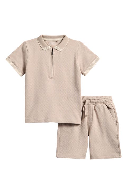 Kids' Half Zip Polo Shirt & Shorts Set (Toddler & Little Kid)