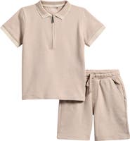 NEXT Kids' Half Zip Polo Shirt & Shorts Set