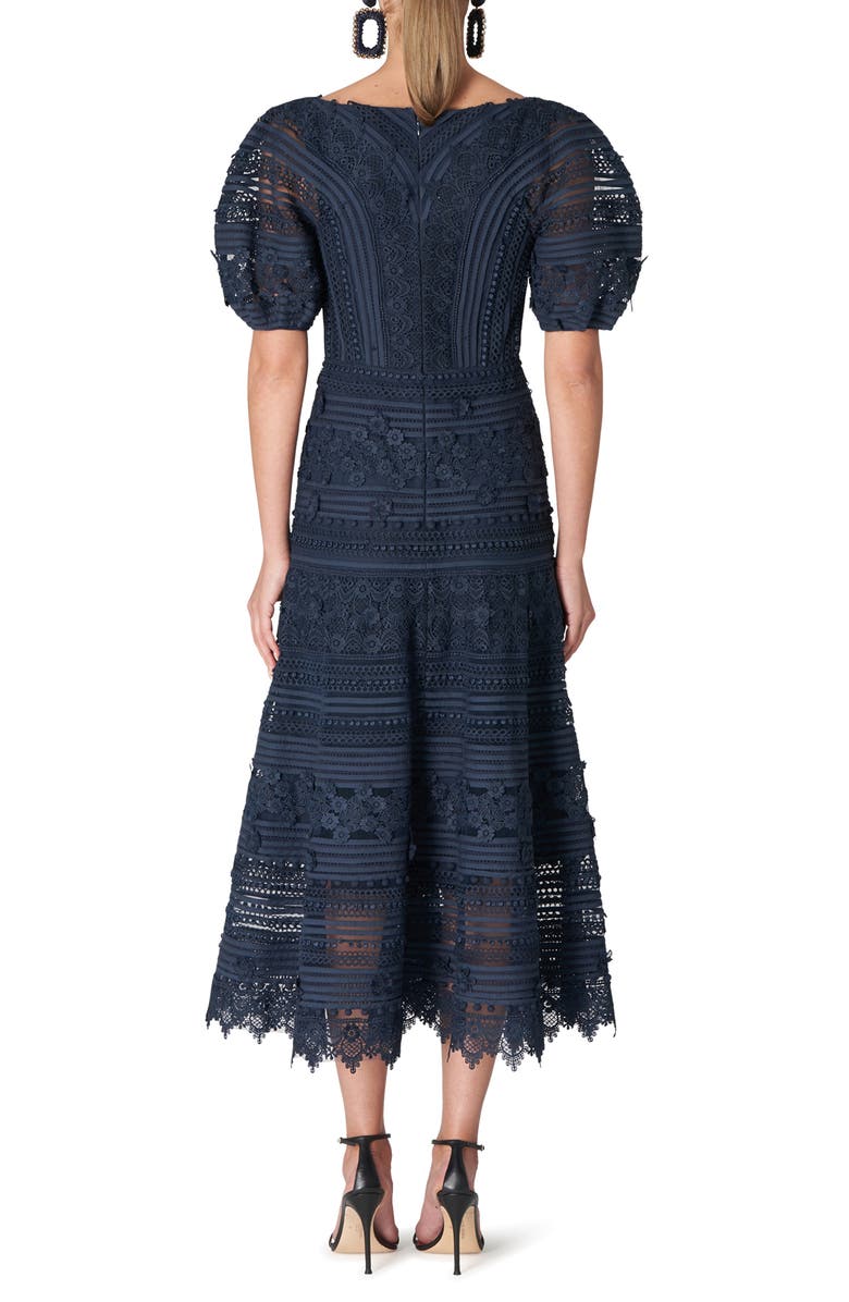 Carolina Herrera Embroidered Puff Sleeve Dress, Alternate, color, 