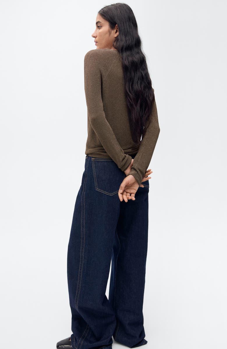 MANGO Metallic Sweater, Alternate, color, Chocolate