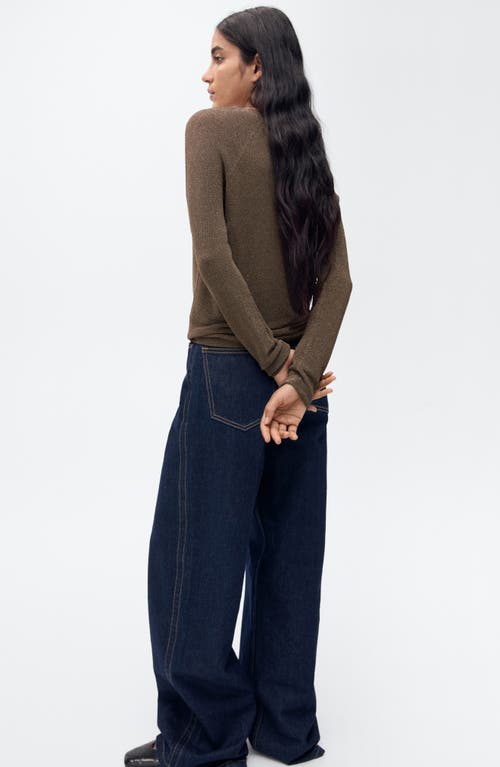 Mango Metallic Sweater In Brown