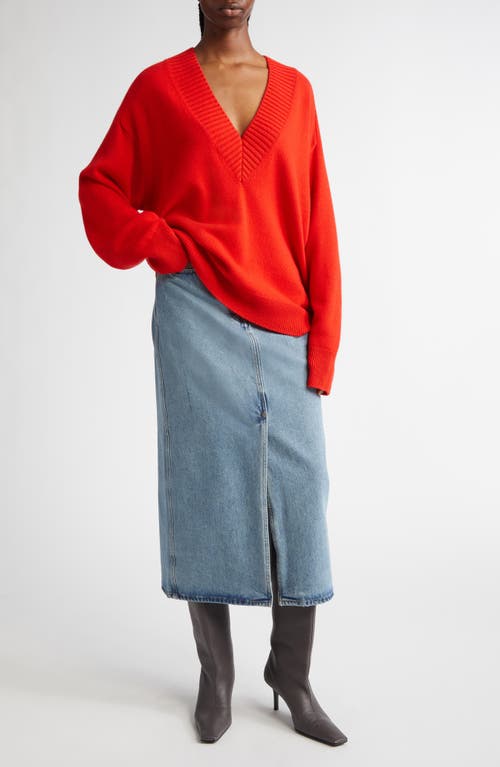 Loulou De Saison Rona Denim Maxi Skirt In Washed Light Blue