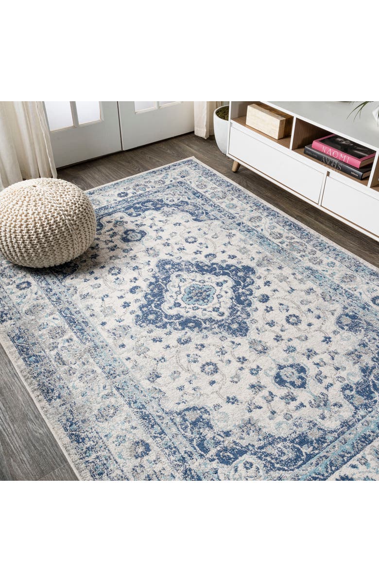 JONATHAN Y Indhira Ornate Medallion Persian Area Rug, Alternate, color, Blue/Gray