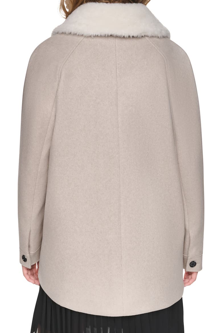 Faux Fur Collar Zip Coat, Alternate, color, BIRCH MLANGE AS STNDRD