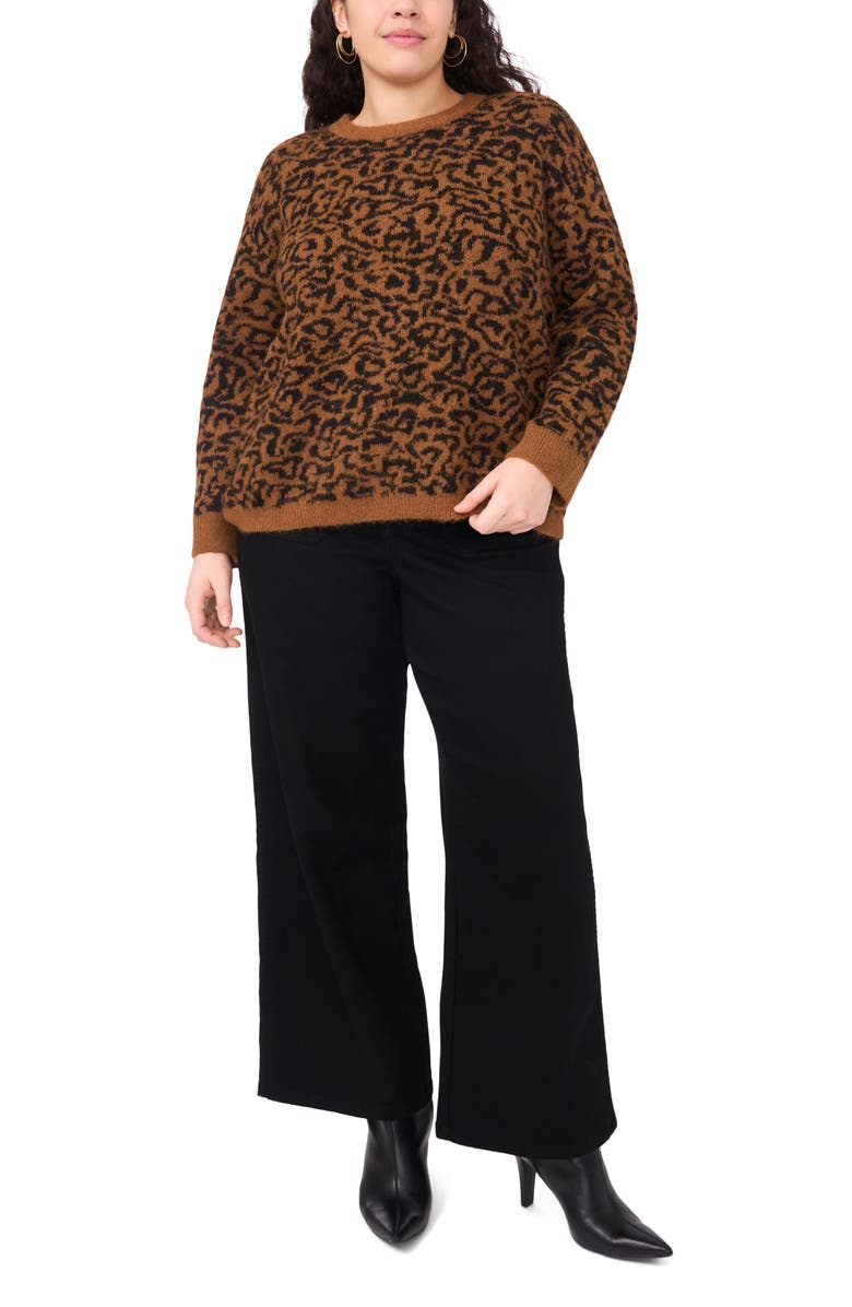 Vince Camuto Leopard Print Sweater, Alternate, color, Toasted Coconut