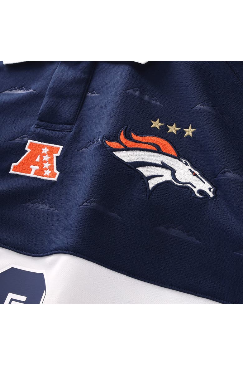 Youth Fanatics Navy Denver Broncos Football x Football Collared Fan Top, Alternate, color, Navy