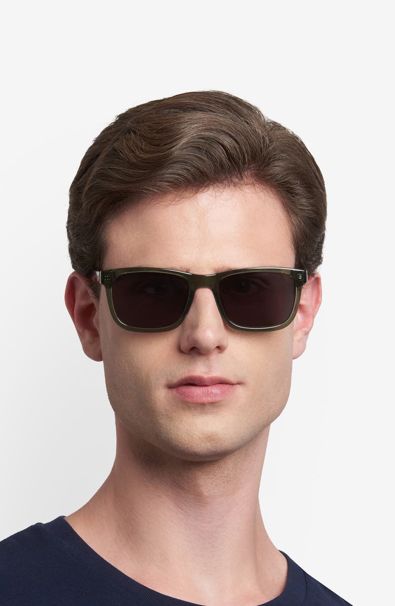 Fossil 56mm Rectangular Sunglasses, Alternate, color, Crystal Green/ Grey