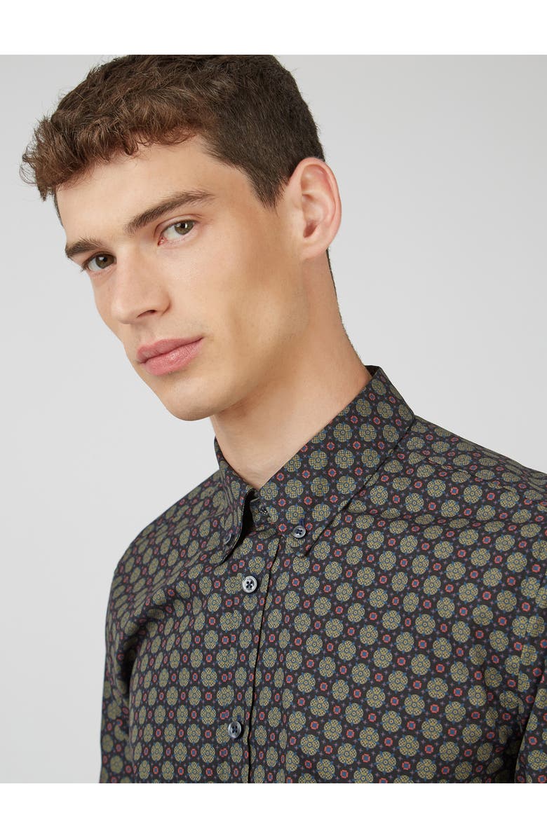 Ben Sherman Print Cotton Button-Down Shirt, Alternate, color, 