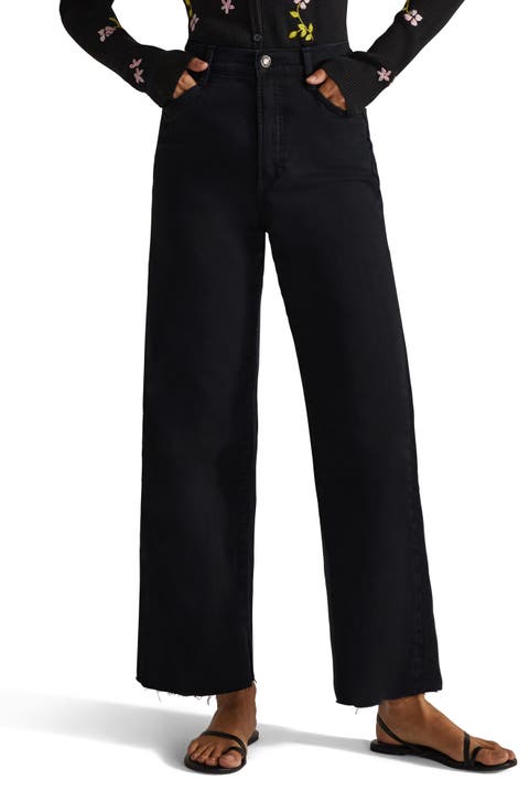 The Mischa Raw Hem Super High Waist Wide Leg Jeans (Licorice)