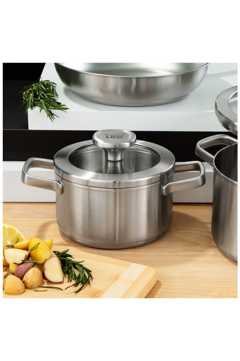 Graphite 5-Piece Recycled Stainless Steel Stockpot and Fry Pan Set, Alternate, color, SILVER