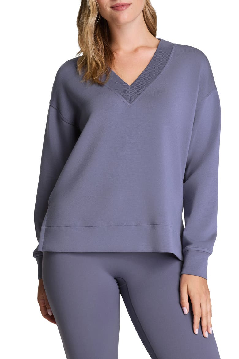 AirEssentials Brushed V-Neck Tunic, Main, color, PEWTER