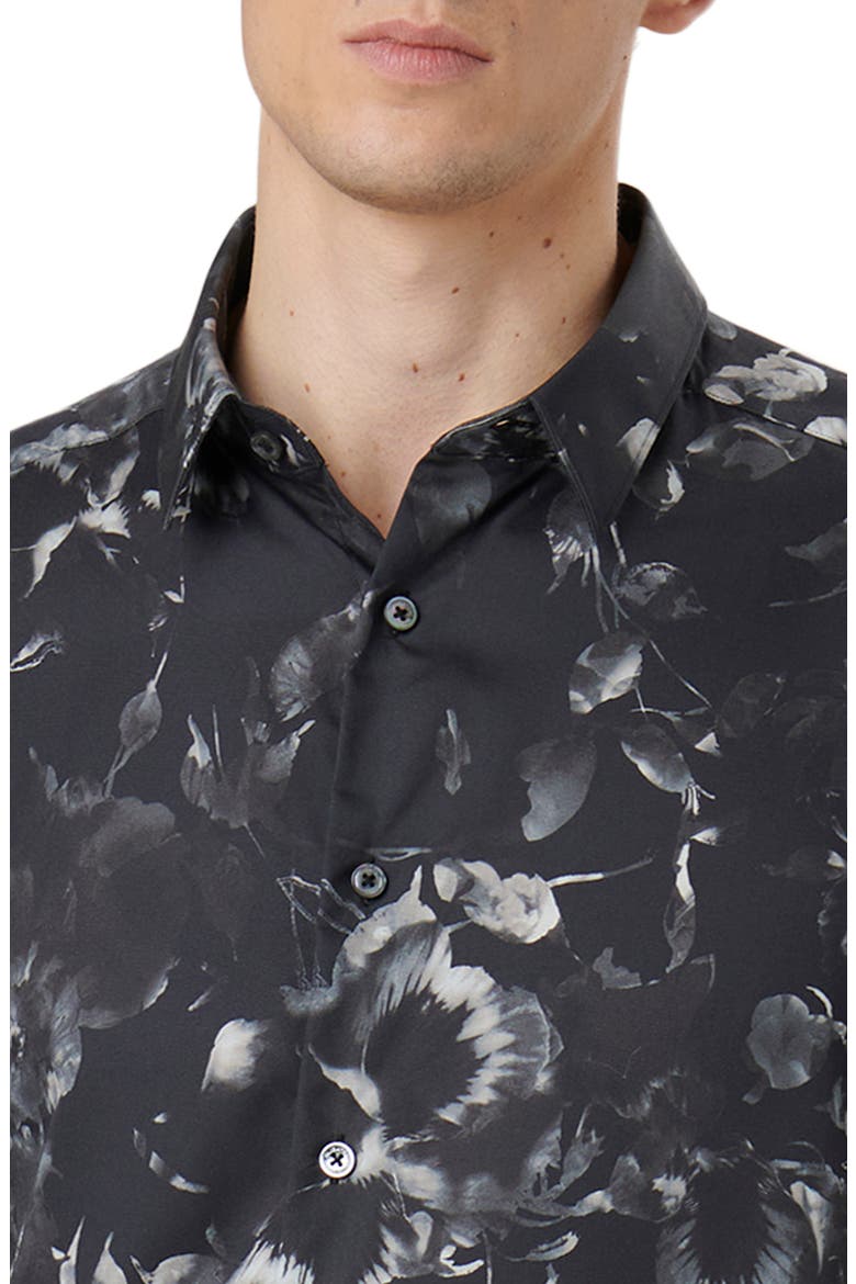 Julian Floral Print Button-Up Shirt, Alternate, color, ANTHRACITE