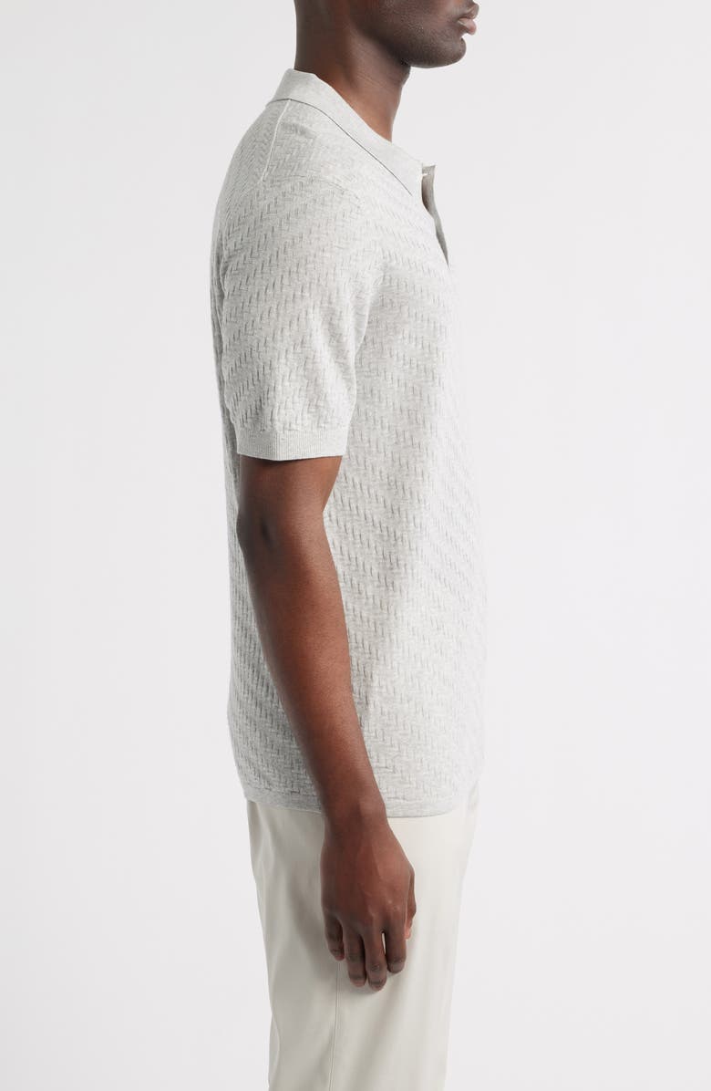Robert Barakett Skelling Textured Polo Sweater, Alternate, color, Dove Grey