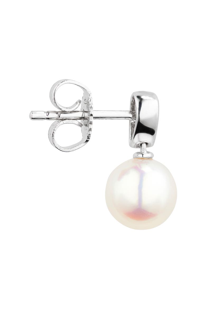 Morning Dew Akoya Pearl & Diamond Stud Earrings, Alternate, color, 18KW