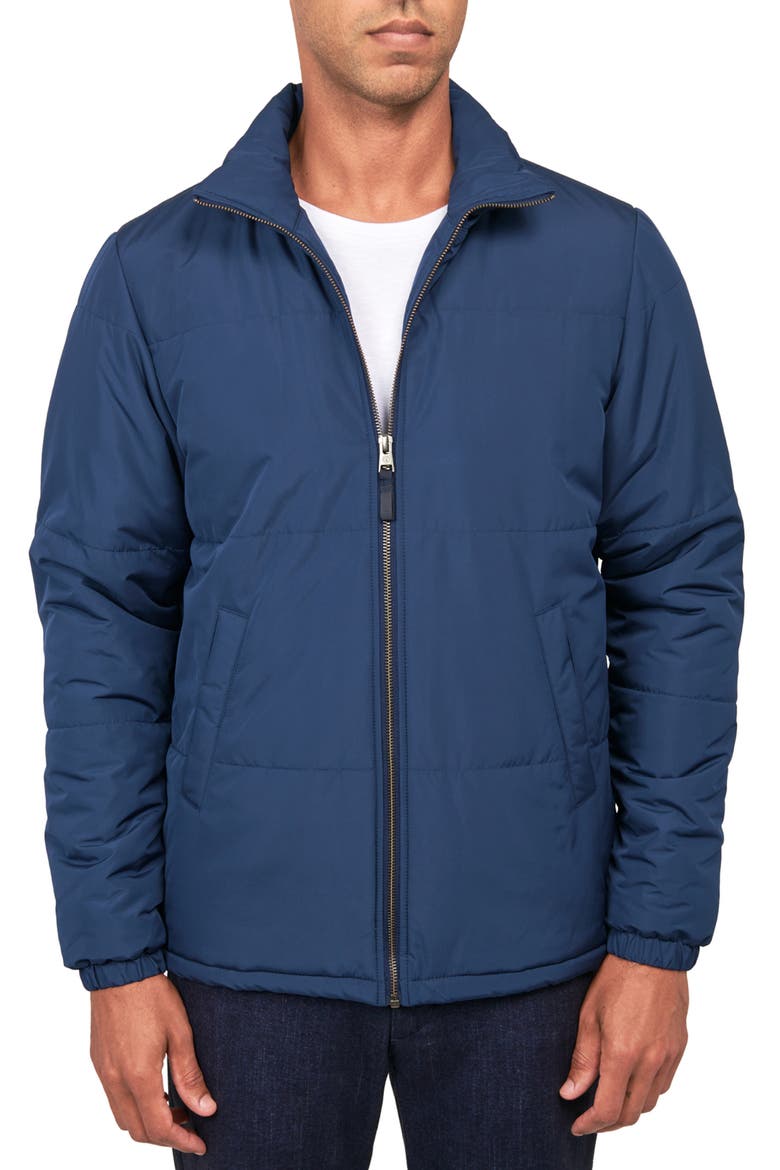 Solid Puffer Jacket, Main, color, NAVY