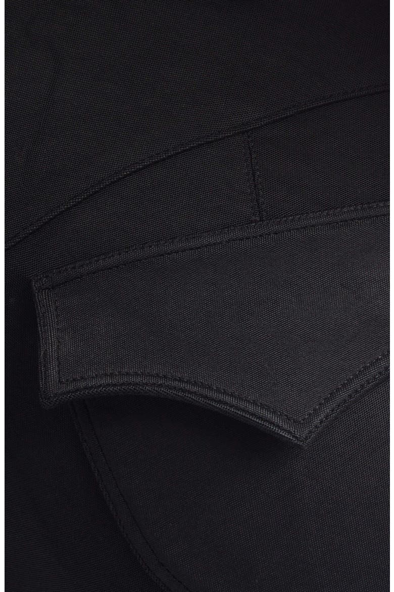 High Waist Drape Front Stretch Capri Pants, Alternate, color, BLACK