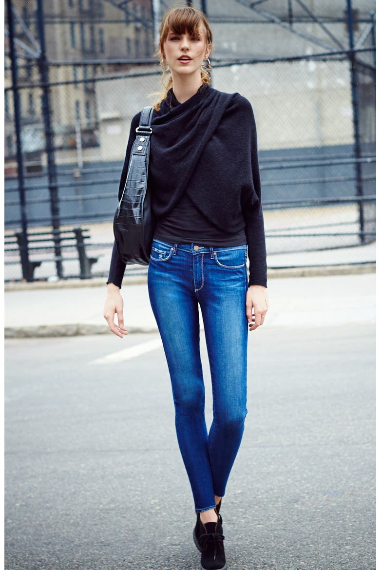 'Sugar' Faux Wrap Sweater, Alternate, color, BLACK