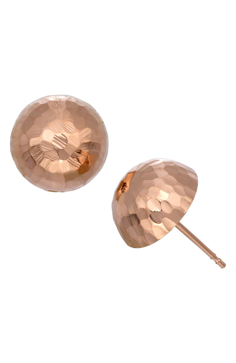 FZN 14K Gold Hammered Dome Earrings, Main, color, Pink