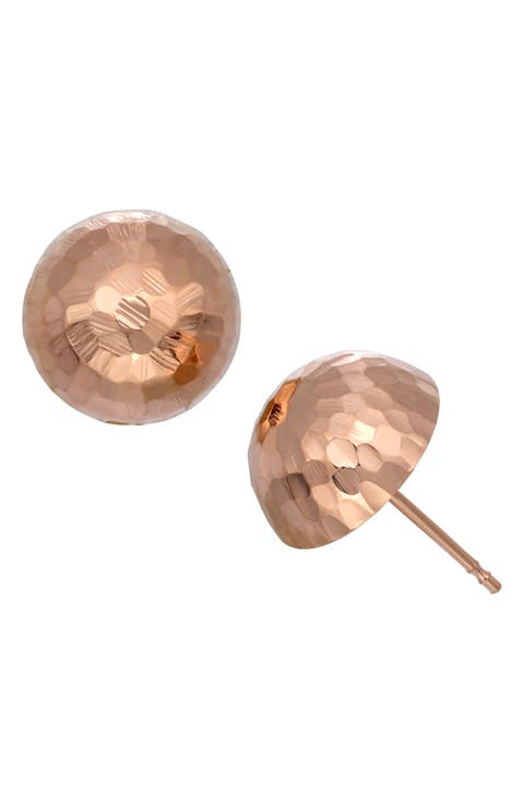 14K Gold Hammered Dome Earrings